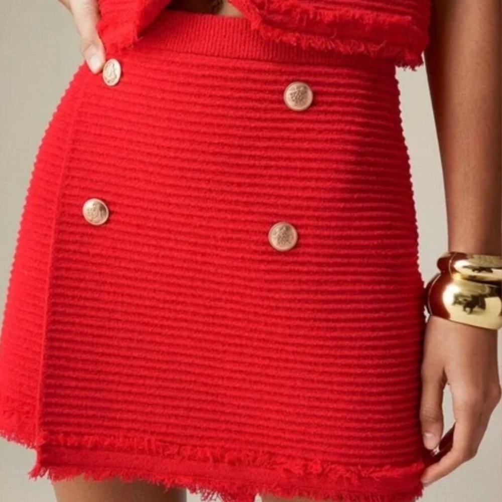J. Crew red mini skirt and vest set